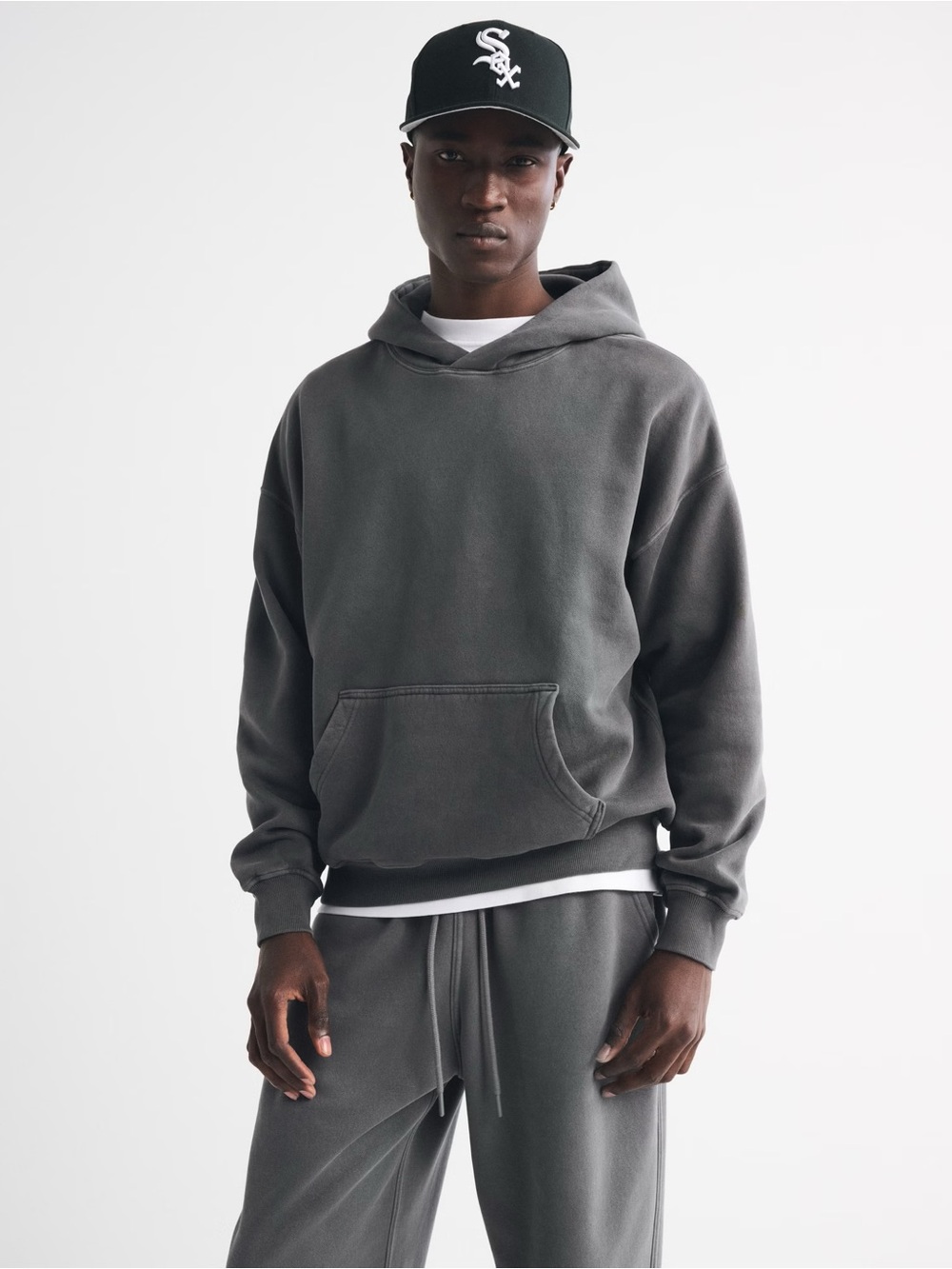Abercrombie & Fitch Men's Washed Charcoal Hoodie